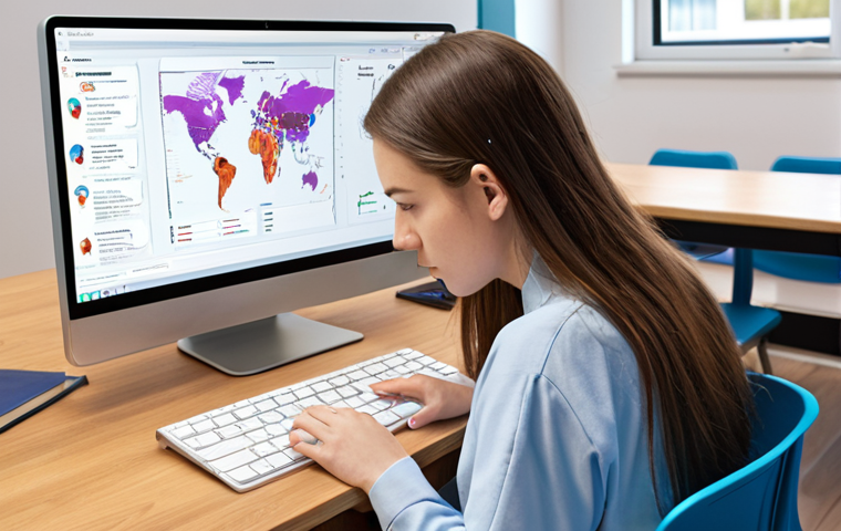A focused student, in their late 20s or early 30s, is seated at a clean, modern desk, intently engaging with an AI-powered educational platform on a laptop or large tablet screen. The screen visually depicts dynamic, personalized study paths, adaptive quizzes, and a clear, intuitive progress dashboard. Subtle graphical elements like flowing data lines or a soft, intelligent glow emanate from the screen, symbolizing the AI's real-time analysis and tailored learning experience. The student appears confident and empowered, benefiting from efficient, targeted learning. The setting is a contemporary home study space, with a subtle hint of Polish interior design or ambient elements.