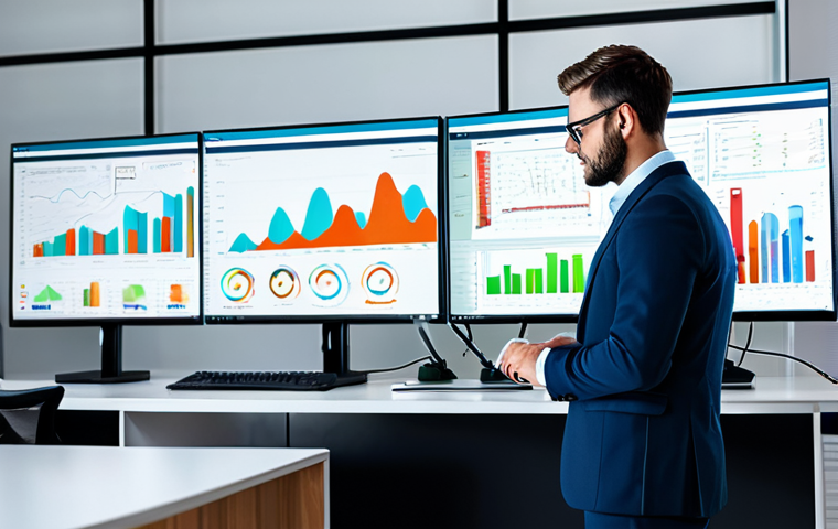 AI-Powered Property Search**
"A real estate agent working on a laptop in a bright, modern office, surrounded by screens displaying property data and AI analysis charts, fully clothed, appropriate attire, safe for work, perfect anatomy, natural proportions, professional, modern technology, high quality."
**