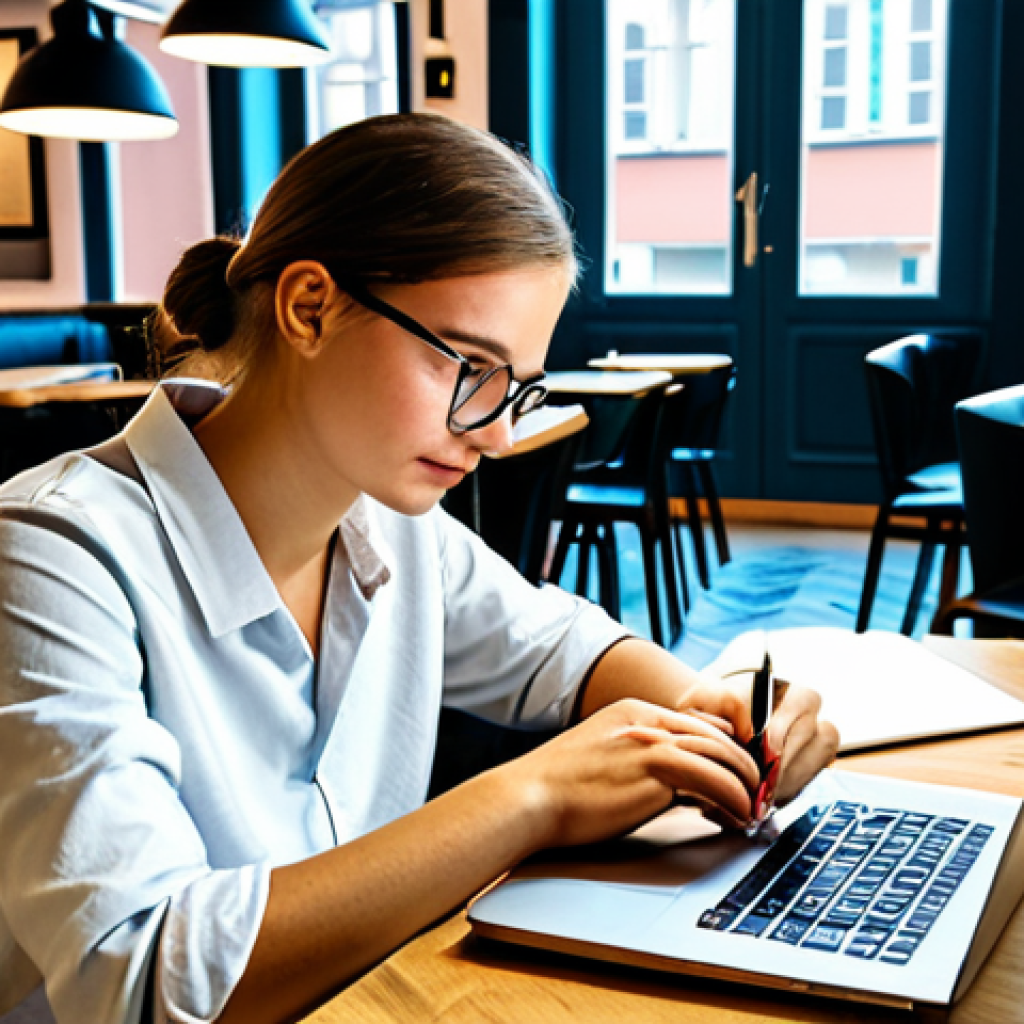 공인중개사 시험 준비를 위한 최신 기법과 관련 학습 사례 - **
"A motivated student studying for the real estate exam at a cozy cafe in Kraków. Laptop displayi...