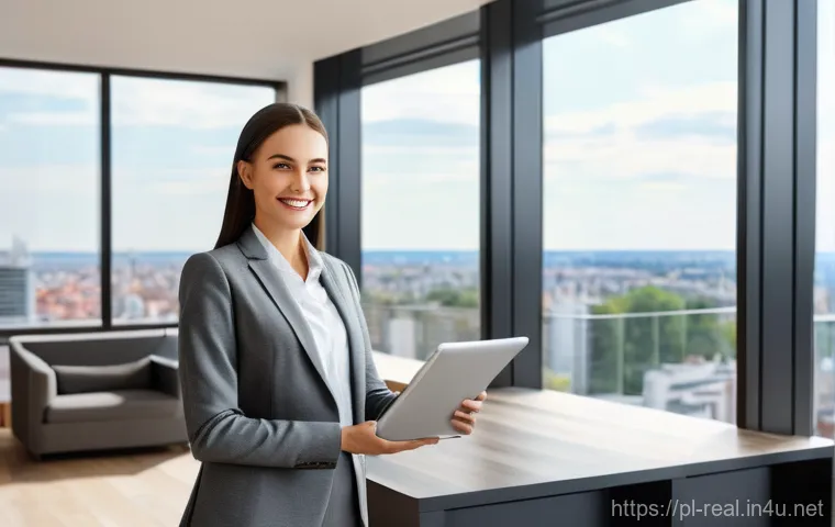 공인중개사 시험 과목별 최신 트렌드 - **Prompt 1: Modern Polish Real Estate Professional Utilizing Virtual Tours and Digital Tools**
"...
