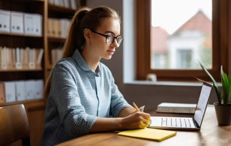 공인중개사 시험 준비와 관련된 질문 답변 사례 - **A focused young adult studying for a real estate exam in Poland.** A determined Polish woman in he...