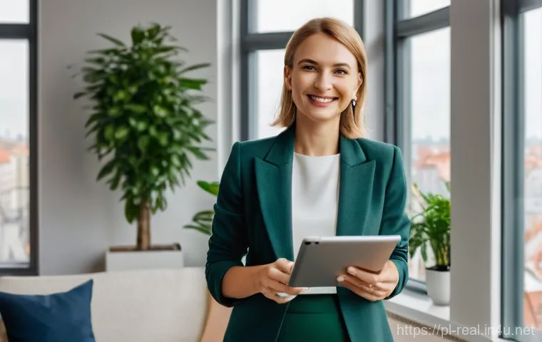 공인중개사 시험 준비 단계별 전략 - **Prompt:** A successful, confident Polish female real estate agent in her early 30s, dressed in a s...