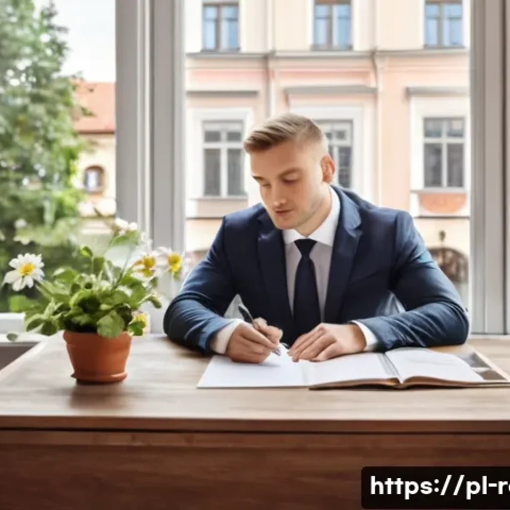 공인중개사 자격증의 취득 후 성공 사례 연구 - **Prompt: "Building Trust in Polish Real Estate"**
    A young, professional Polish real estate agen...