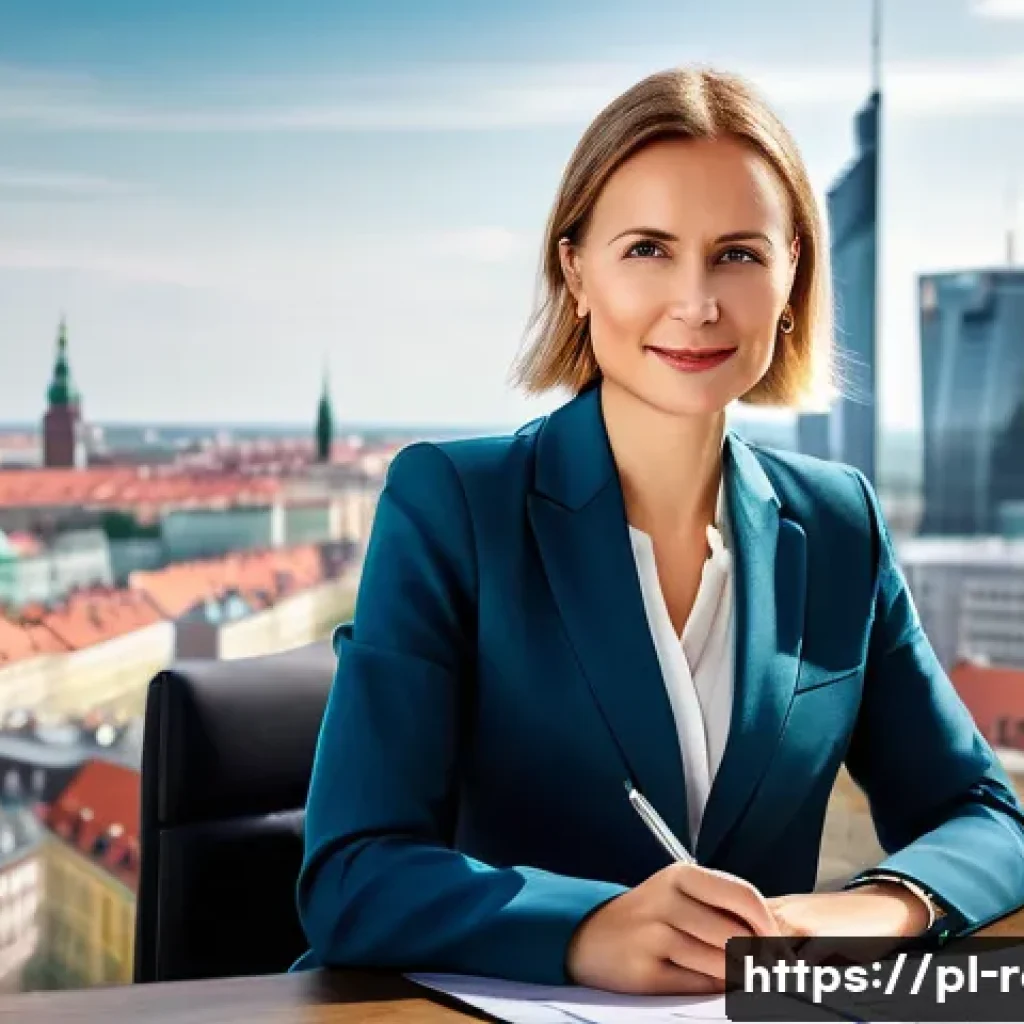 공인중개사 시험 준비와 관련된 자료 분석 사례 - A professional Polish real estate agent, a woman in her late 30s with a confident and approachable e...
