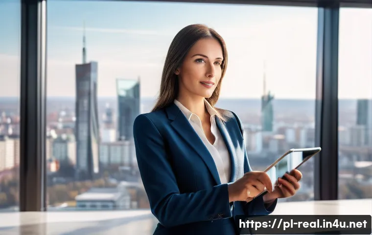 공인중개사와 부동산 시장 변화의 분석적 접근 방법 - **Prompt:** A highly professional female real estate agent, dressed in a sharp business suit, stands...