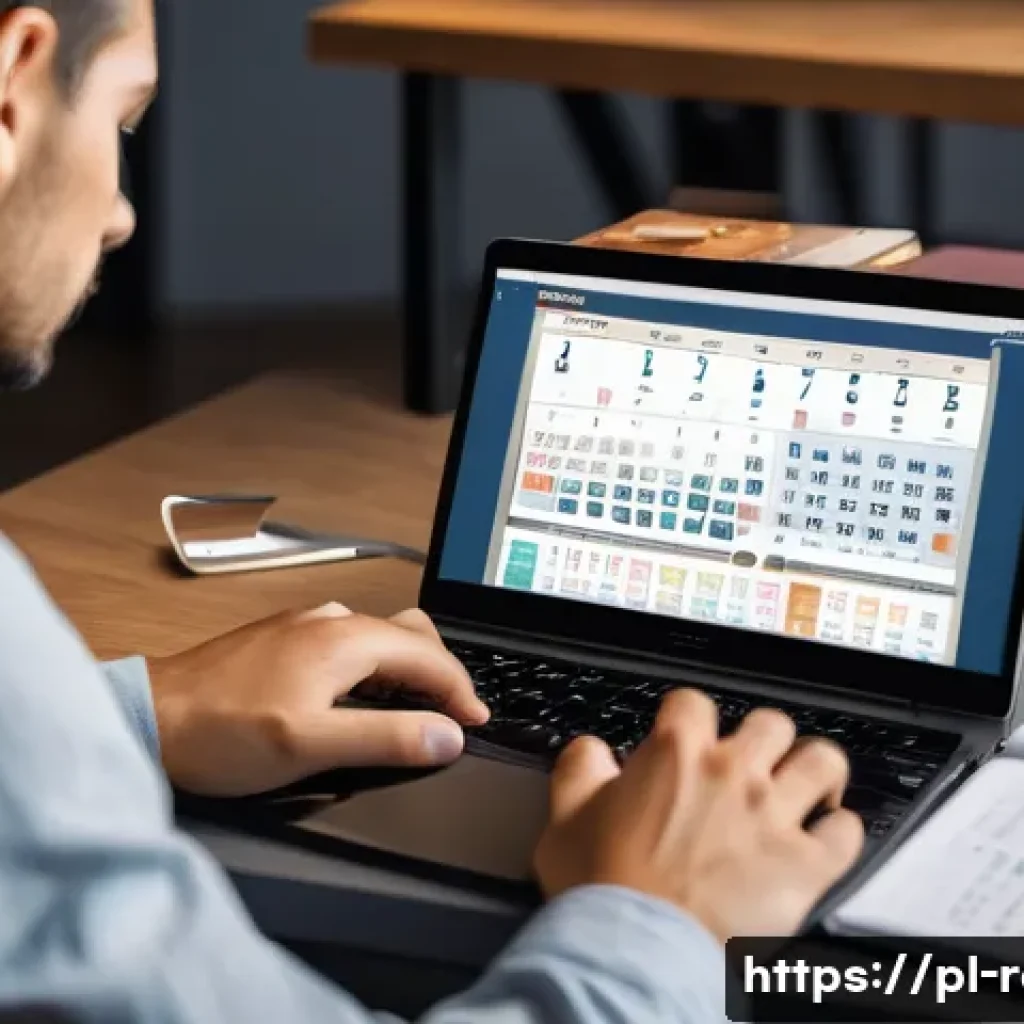 공인중개사 시험 대비 자료 분석과 활용 사례 - A focused young adult studying at a cozy, modern desk with a digital calendar open on a laptop scree...