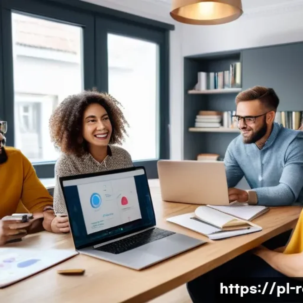 공인중개사 시험을 위한 학습 커뮤니티 - A vibrant online study group of diverse Polish adults preparing for real estate agent exams, gathere...