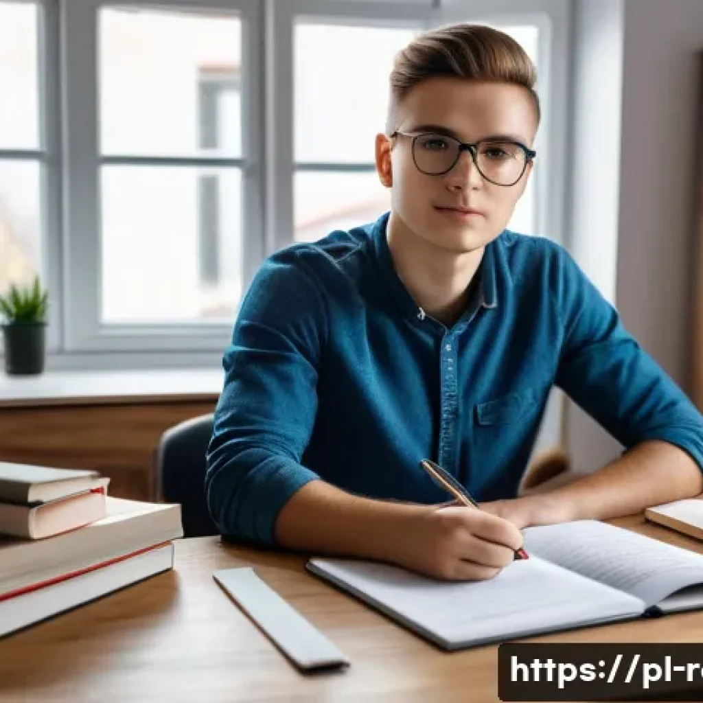 공인중개사 시험 전 마지막 점검 리스트 - A focused Polish student studying for a real estate exam in a cozy, well-organized home office with ...