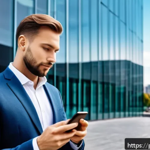 Home 33 공인중개사 부동산 관련 최신 기술 사례 연구 - A modern real estate agent using a sleek mobile app on a smartphone, managing property listings in r...