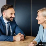 Home 20 공인중개사에게 필요한 소프트 스킬 - A professional real estate agent engaging in an authentic and transparent conversation with a middle...
