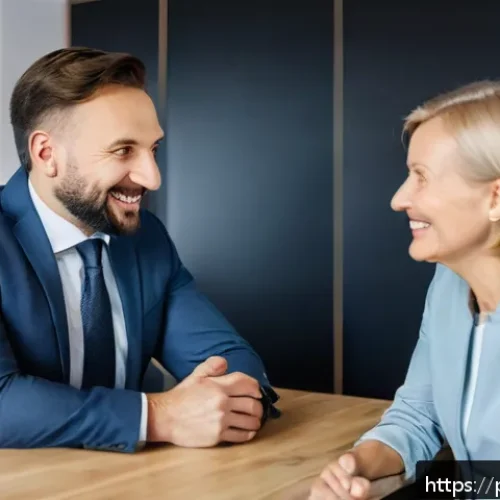 Home 32 공인중개사에게 필요한 소프트 스킬 - A professional real estate agent engaging in an authentic and transparent conversation with a middle...